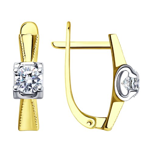 Серьги из желтого золота с фианитами Ювелирное изделие - Серьги из желтого золота с фианитами в магазине Best-Gold 102013