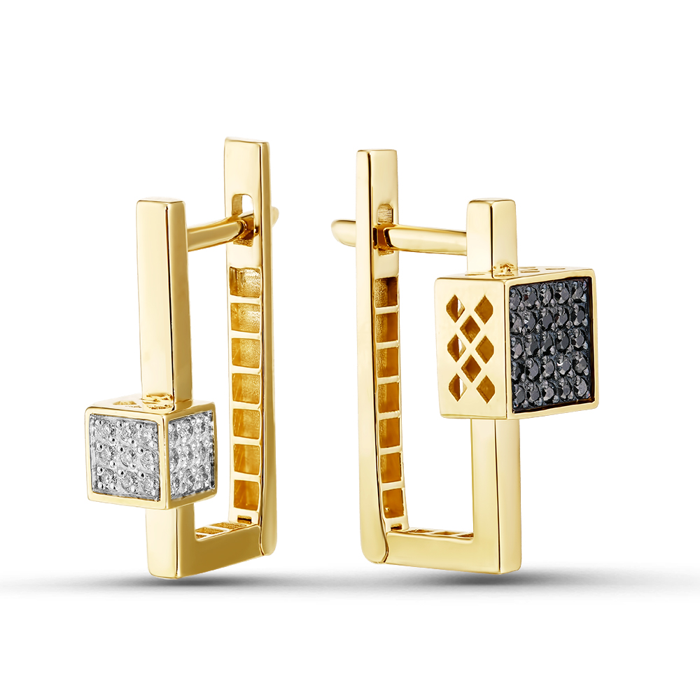 Ювелирное изделие - Серьги из желтого золота с бриллиантами в магазине Best-Gold 157340