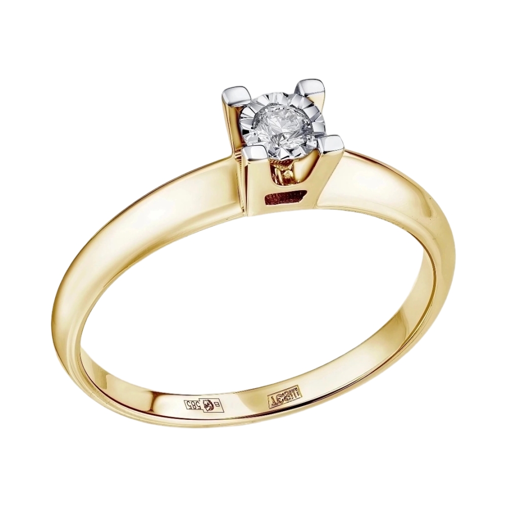 Ювелирное изделие - Кольцо помолвочное из желтого золота с бриллиантом в магазине Best-Gold 035368