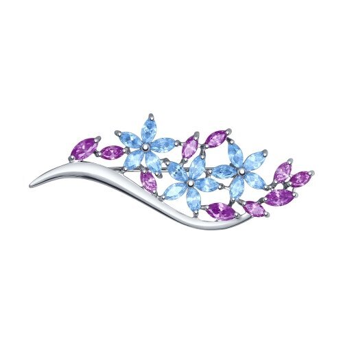 Ювелирное изделие - Брошь из серебра с фианитами в магазине Best-Gold 036971