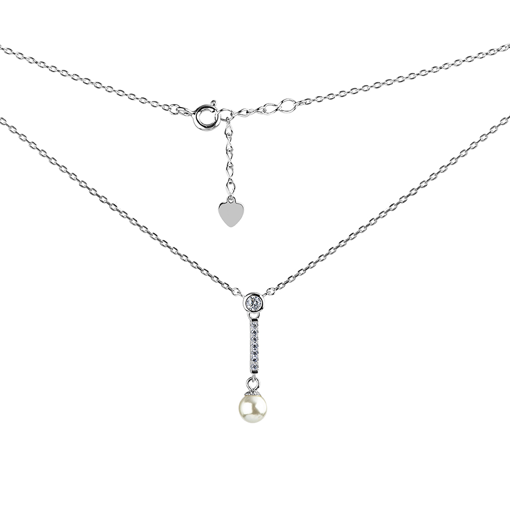 Колье из серебра с жемчугом и фианитами Ювелирное изделие - Колье из серебра с жемчугом и фианитами в магазине Best-Gold 127590