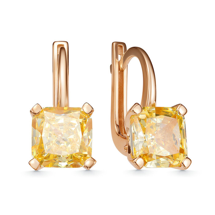 Ювелирное изделие - Серьги из красного золота с бриллианитом в магазине Best-Gold 147652