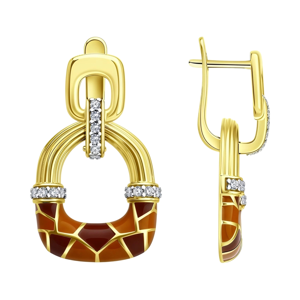 Ювелирное изделие - Серьги из серебра с фианитами и эмалью в магазине Best-Gold 152736