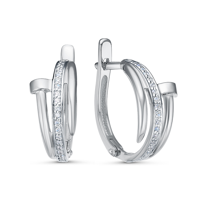 Серьги из белого золота с фианитами Ювелирное изделие - Серьги из белого золота с фианитами в магазине Best-Gold 128141