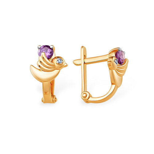 Ювелирное изделие - Серьги из красного золота с фианитами в магазине Best-Gold 068593