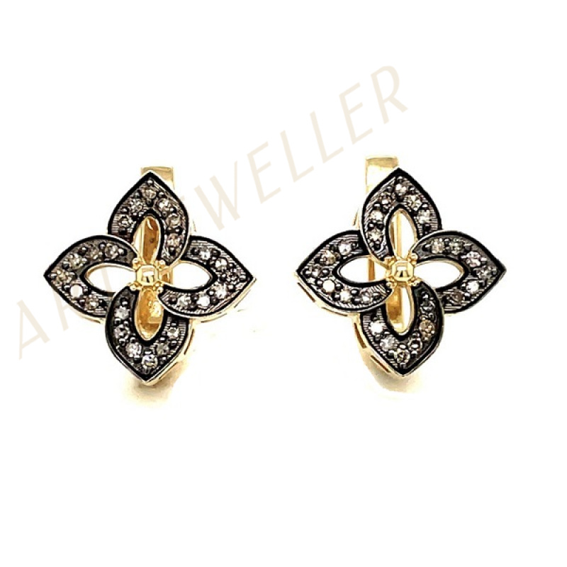 Ювелирное изделие - Серьги из жёлтого золота с коньячными бриллиантами в магазине Best-Gold 029821