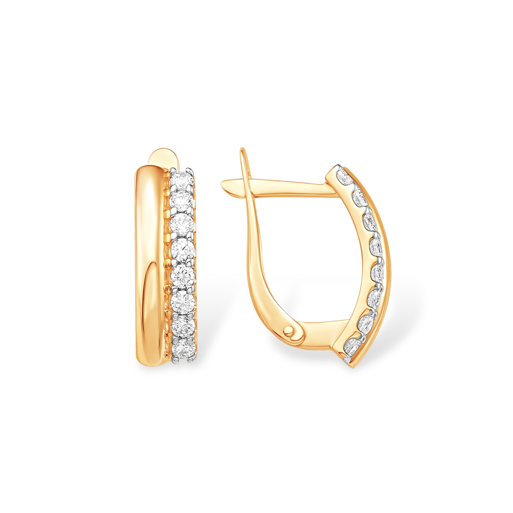 Ювелирное изделие - Серьги из красного золота с фианитами в магазине Best-Gold 048978