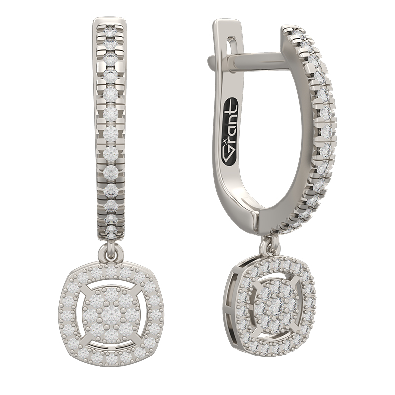 Ювелирное изделие - Серьги из белого золота с бриллиантами в магазине Best-Gold 151869