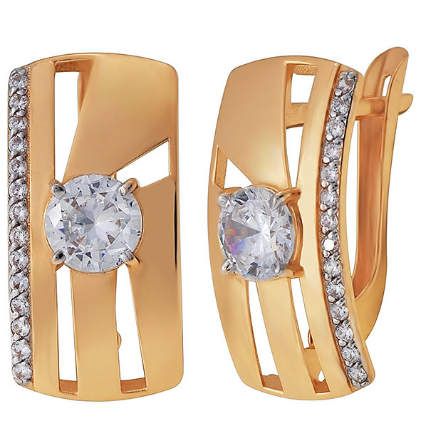 Серьги из красного золота с фианитами Ювелирное изделие - Серьги из красного золота с фианитами в магазине Best-Gold 102512