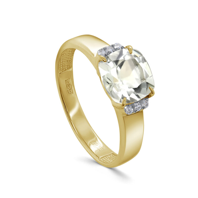 Кольцо из жёлтого золота с бриллиантами и кварцем Ювелирное изделие - Кольцо из жёлтого золота с бриллиантами и кварцем в магазине Best-Gold 127451