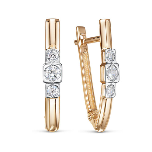 Ювелирное изделие - Серьги из красного золота с фианитами в магазине Best-Gold 030327