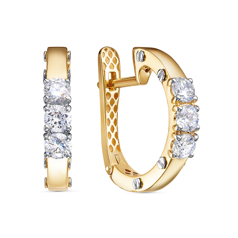 Ювелирное изделие - Серьги из жёлтого золота с фианитами в магазине Best-Gold 124836