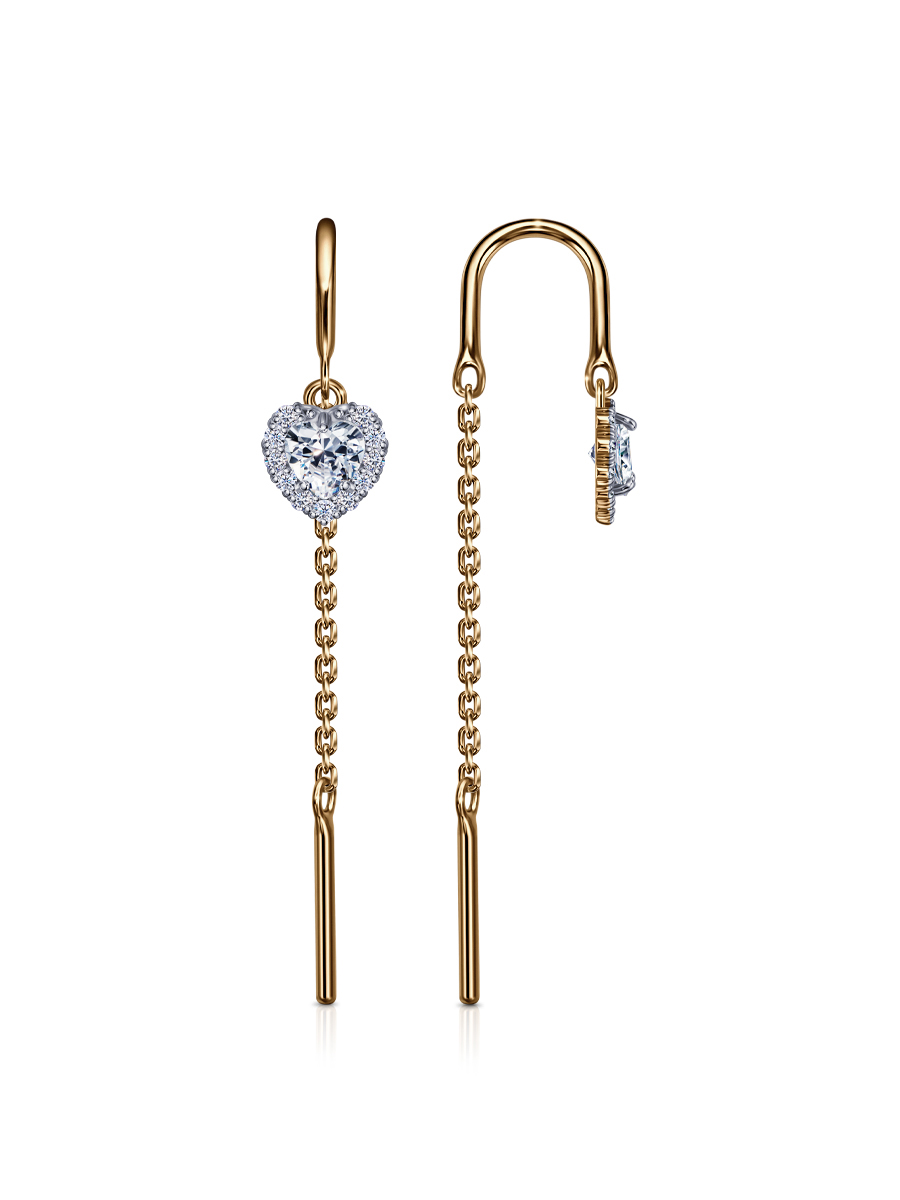 Серьги из красного золота с фианитами Ювелирное изделие - Серьги из красного золота с фианитами в магазине Best-Gold 150636