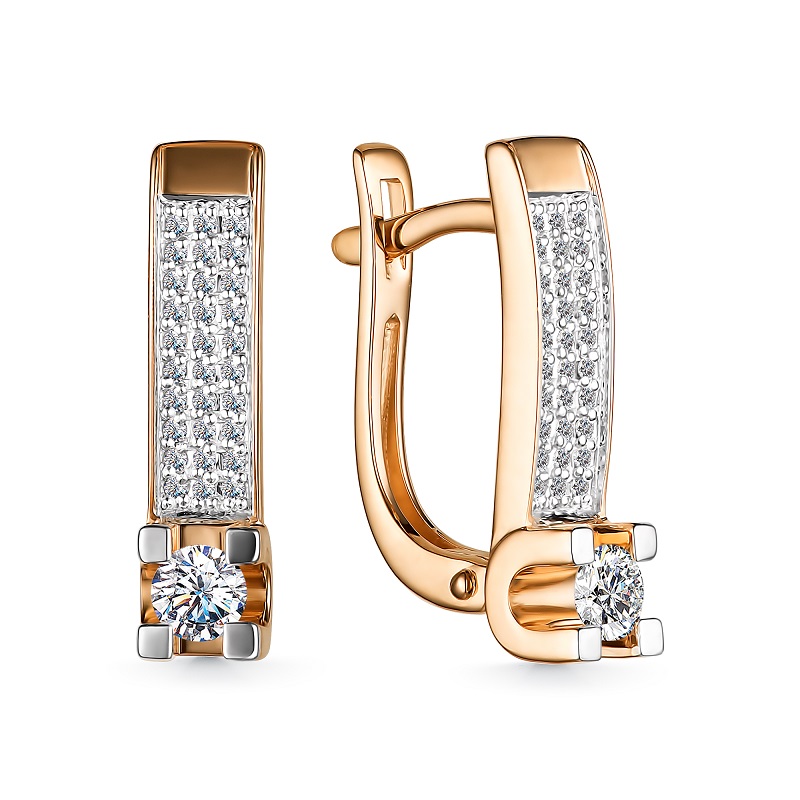 Ювелирное изделие - Серьги из красного золота с бриллиантами в магазине Best-Gold 154384