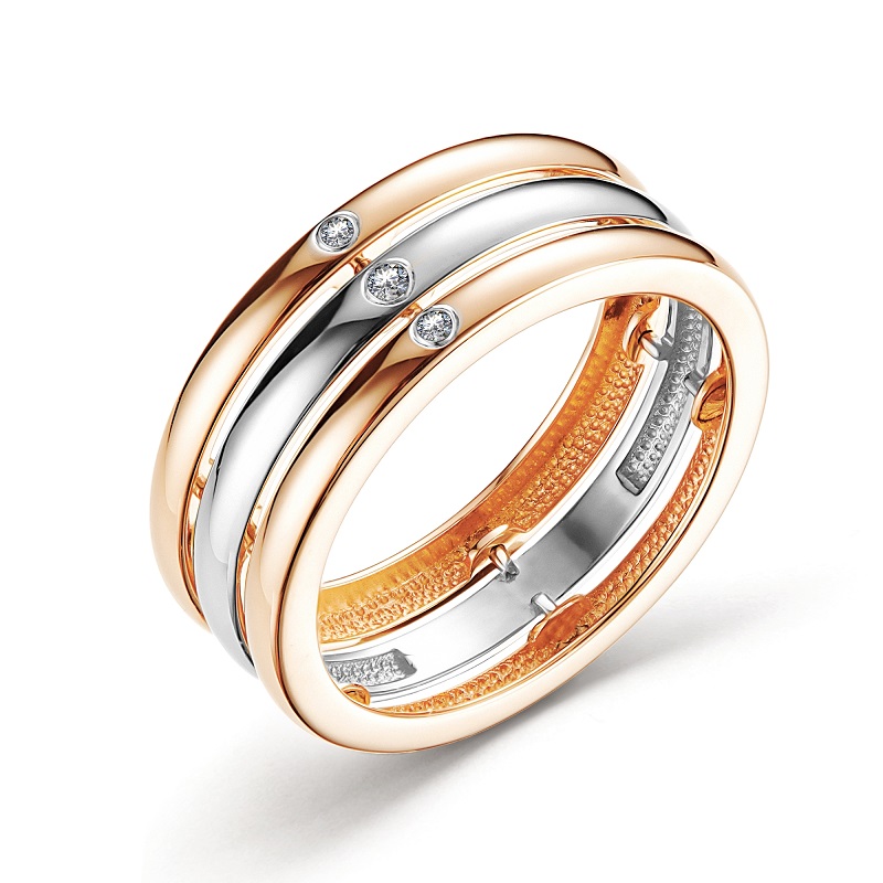 Кольцо из красного золота с бриллиантами