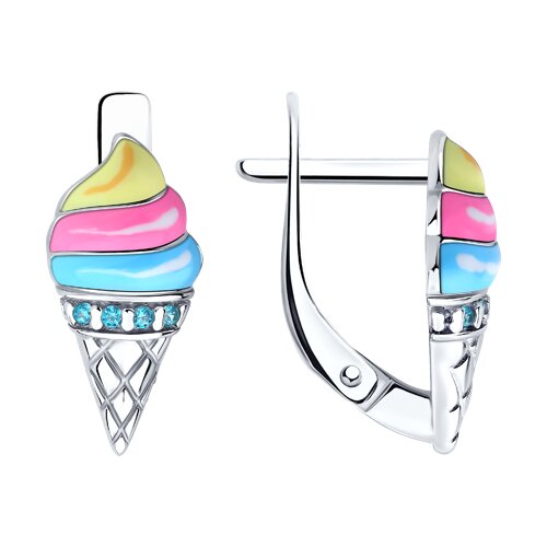 Серьги из серебра с фианитами и эмалью Ювелирное изделие - Серьги из серебра с фианитами и эмалью в магазине Best-Gold 152806