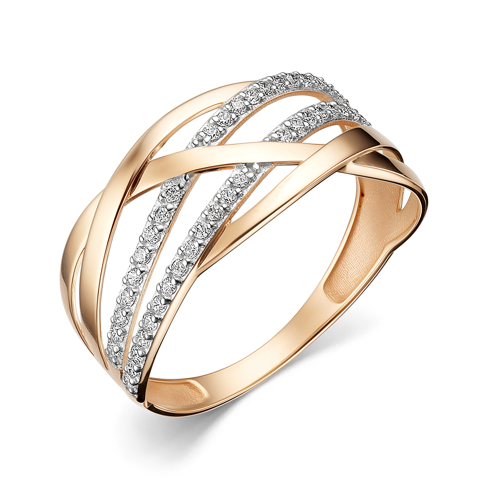 Ювелирное изделие - Кольцо из красного золота с фианитами в магазине Best-Gold 143677