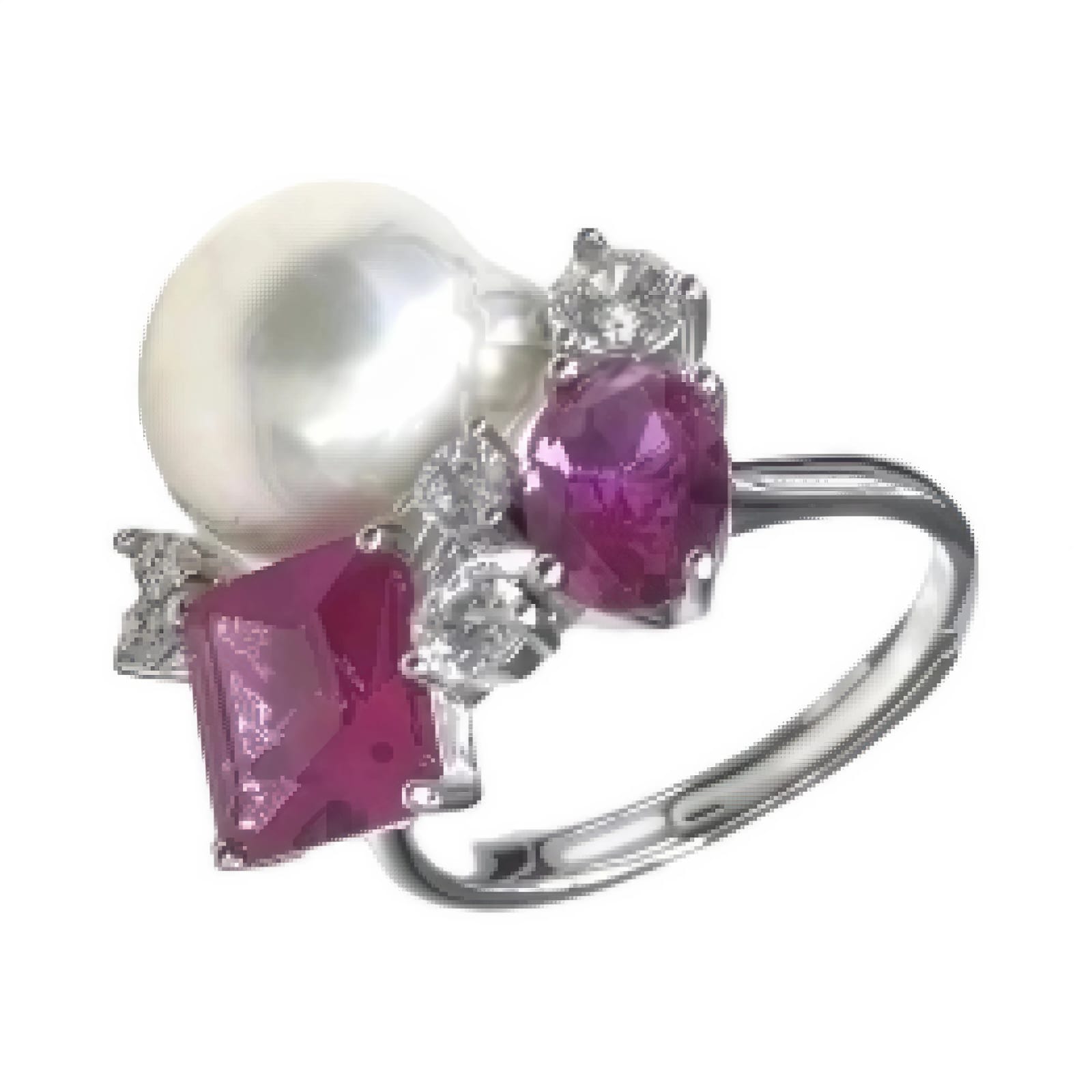 Кольцо из серебра со жемчугом и цирконами Ювелирное изделие - Кольцо из серебра со жемчугом и цирконами в магазине Best-Gold 150902