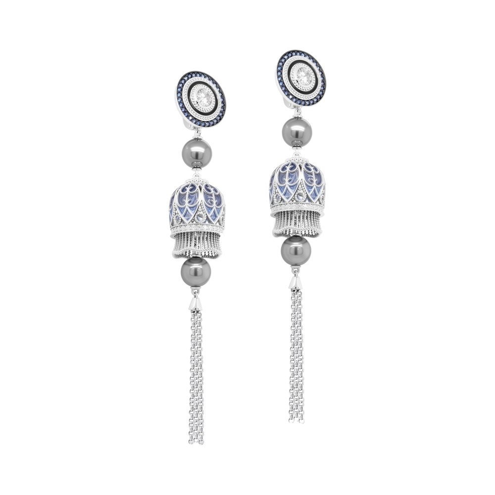 Серьги из серебра с жемчугом и фианитами Ювелирное изделие - Серьги из серебра с жемчугом и фианитами в магазине Best-Gold 127219