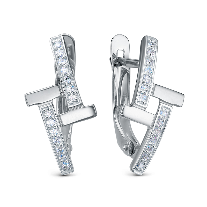 Серьги из белого золота с фианитами Ювелирное изделие - Серьги из белого золота с фианитами в магазине Best-Gold 147281