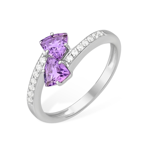 Кольцо из серебра с аметистом и фианитами Ювелирное изделие - Кольцо из серебра с аметистом и фианитами в магазине Best-Gold 127799