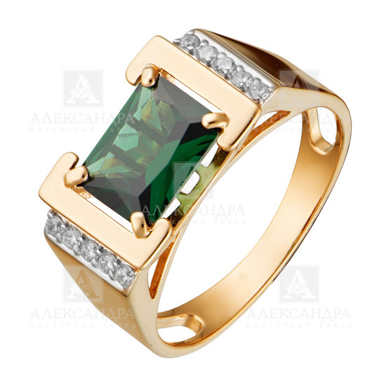 Ювелирное изделие - Кольцо из красного золота с турмалином и фианитами в магазине Best-Gold 034598