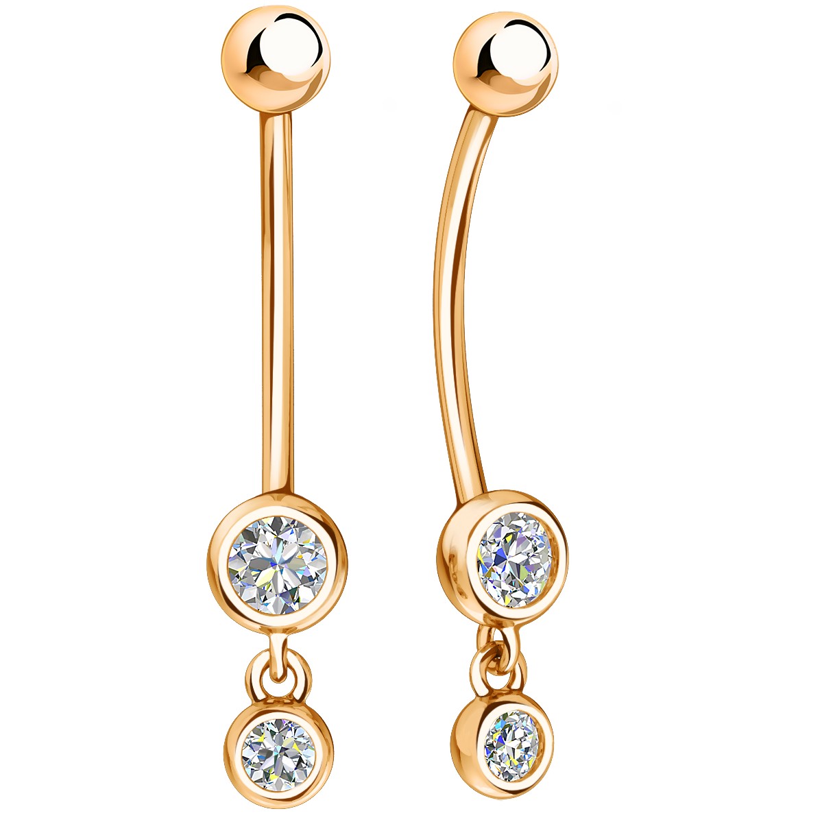 Ювелирное изделие - Пирсинг из красного золота с фианитами в магазине Best-Gold 022131