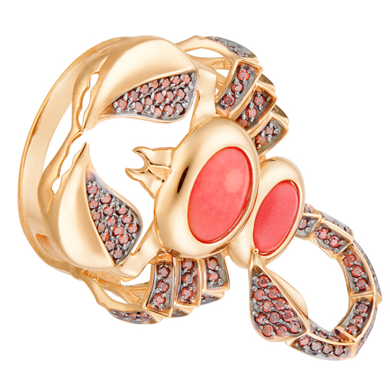 Ювелирное изделие - Кольцо из красного золота с фианитами и ситал султанитами в магазине Best-Gold 131960