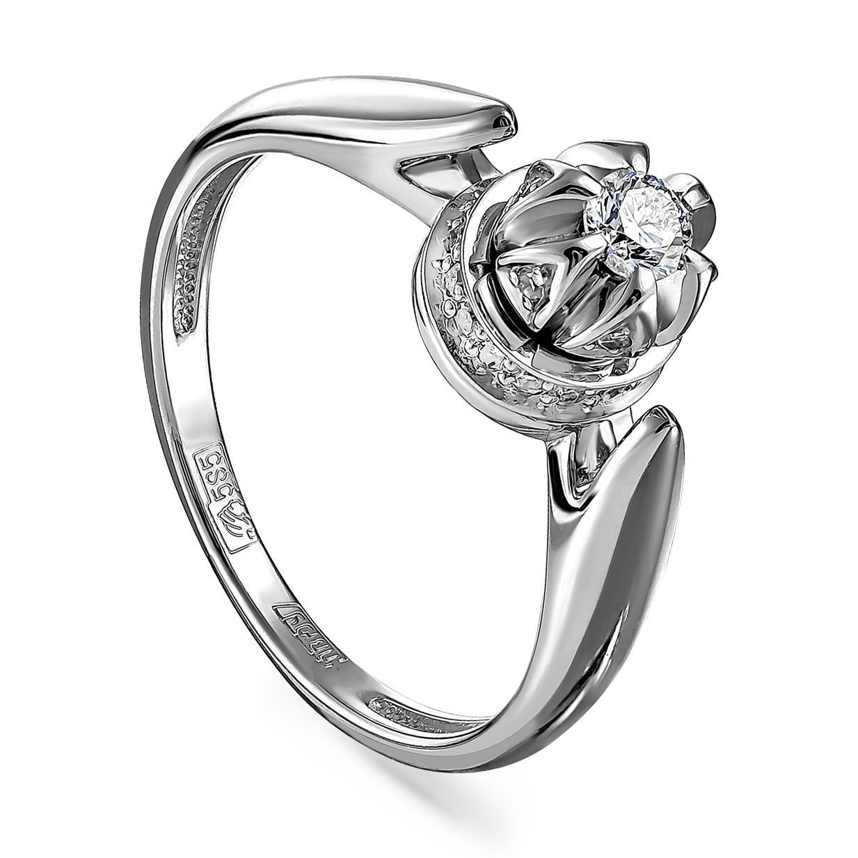 Кольцо из белого золота с бриллиантами Ювелирное изделие - Кольцо из белого золота с бриллиантами в магазине Best-Gold 019654