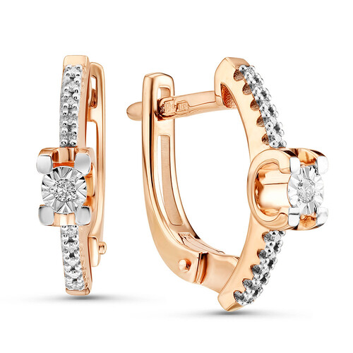 Серьги из красного золота с бриллиантами Ювелирное изделие - Серьги из красного золота с бриллиантами в магазине Best-Gold 118856