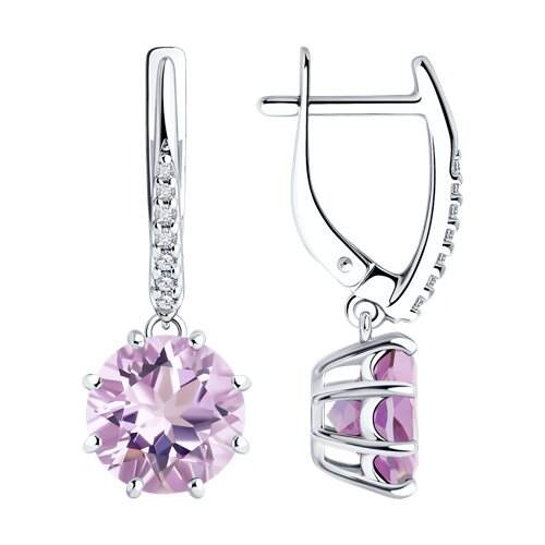 Ювелирное изделие - Серьги из серебра с аметистом и фианитами в магазине Best-Gold 131955